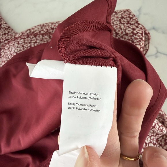 Revamped Burgundy Floral Tiered Long Sleeve Mini Dress Womens L Lined Coquette - Picture 10 of 14